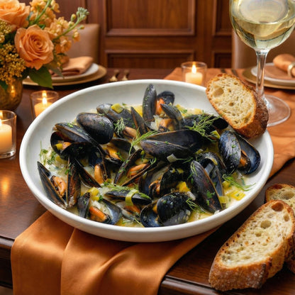 Frozen Blue Mussels in Half Shell – All-Natural, Rope-Cultured & Ocean-Fresh