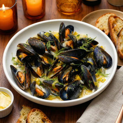 Frozen Blue Mussels in Half Shell – All-Natural, Rope-Cultured & Ocean-Fresh